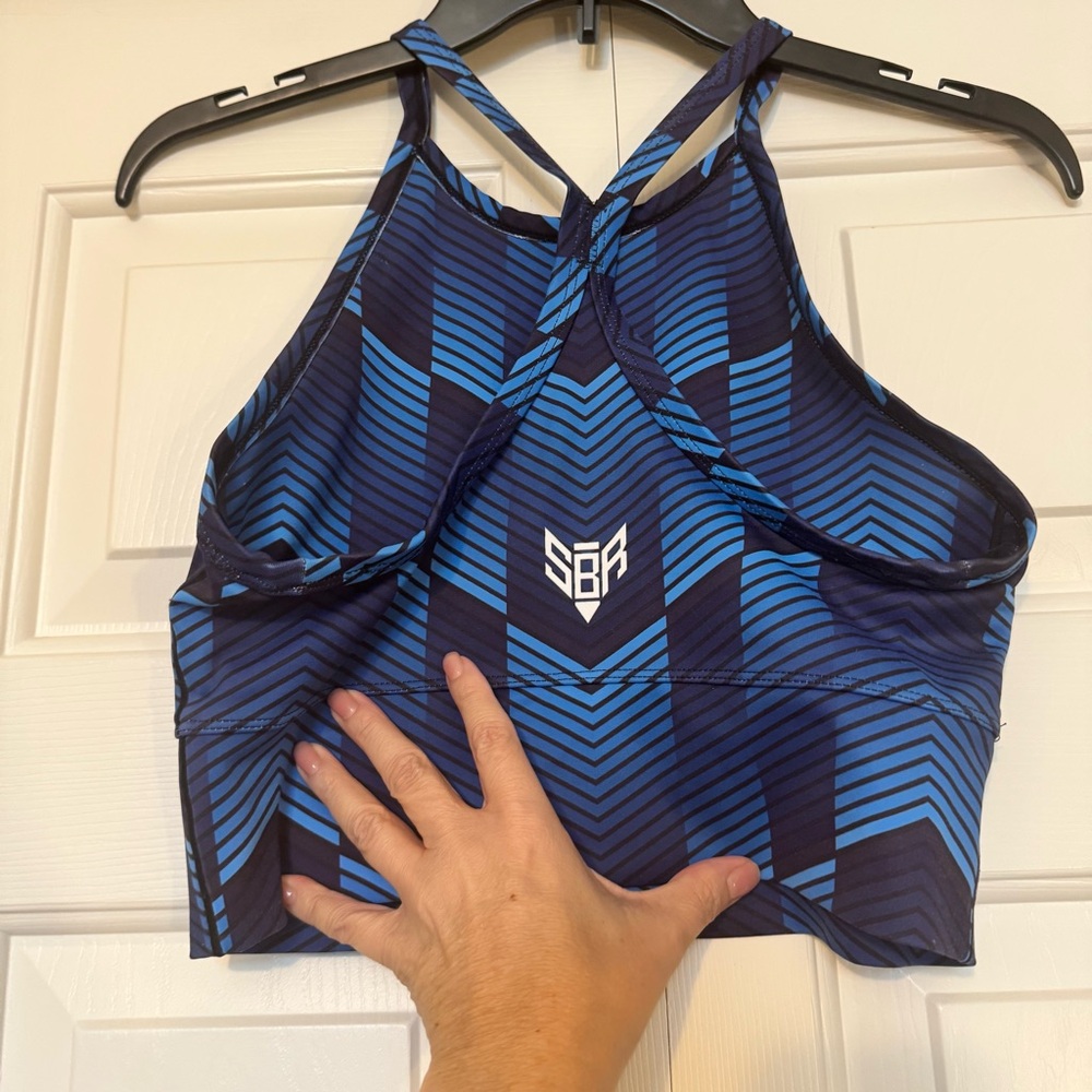 Zoot Tri Run Crop Top Black and‎ Blue Racing Pattern - Picture 2 of 4